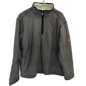 Orvis Men's Gray/Black 3/4 Zip Pullover Fleece Lined Sherpa Sweater Size XL